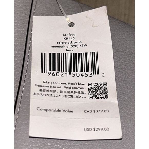 NWT Kate Spade Lena Colorblock Pebbled Leather Gray Belt Bag - Picture 7 of 10